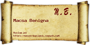 Macsa Benigna névjegykártya